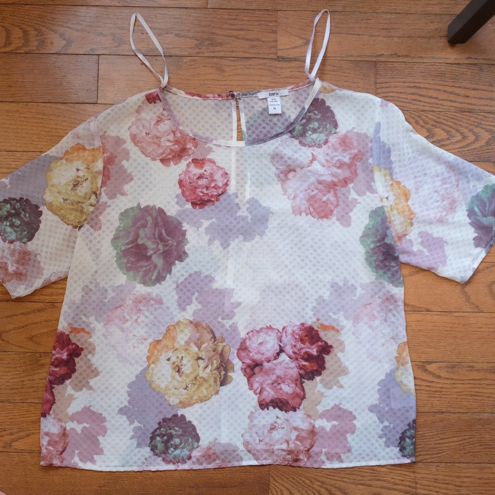 Bar III Sheer Floral Top